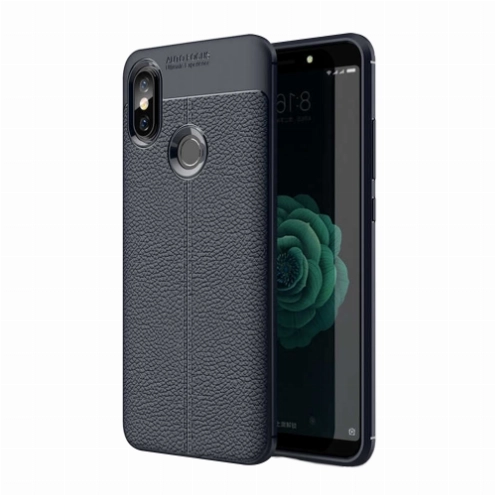 Xiaomi Mi 8 SE Kılıf Deri Görünümlü Lüks Parmak İzi Bırakmaz Niss Silikon Kapak - Lacivert