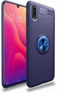 Xiaomi Mi 9 Kılıf Renkli Silikon Yüzüklü Standlı Auto Focus Ravel Kapak - Mavi