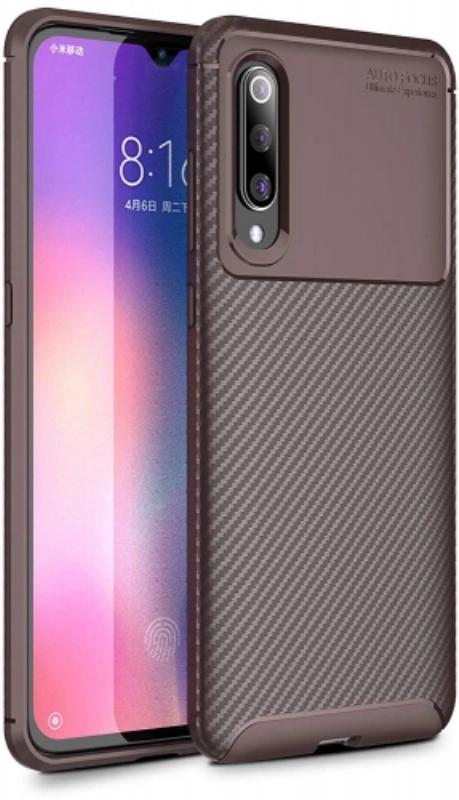 Xiaomi Mi 9 Kılıf Silikon Parmak İzi Bırakmayan Karbon Soft Negro Kapak - Kahve