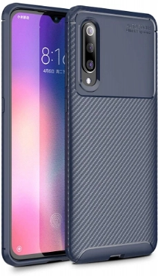 Xiaomi Mi 9 Kılıf Silikon Parmak İzi Bırakmayan Karbon Soft Negro Kapak - Lacivert