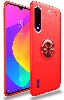 Xiaomi Mi 9 Lite Kılıf Renkli Silikon Yüzüklü Standlı Auto Focus Ravel Kapak - Kırmızı