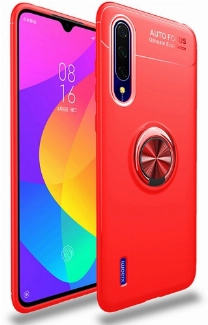 Xiaomi Mi 9 Lite Kılıf Renkli Silikon Yüzüklü Standlı Auto Focus Ravel Kapak - Kırmızı