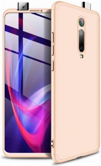 Xiaomi Mi 9T Kılıf 3 Parçalı 360 Tam Korumalı Rubber AYS Kapak  - Gold