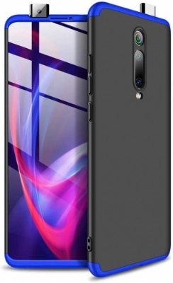 Xiaomi Mi 9T Kılıf 3 Parçalı 360 Tam Korumalı Rubber AYS Kapak  - Mavi - Siyah