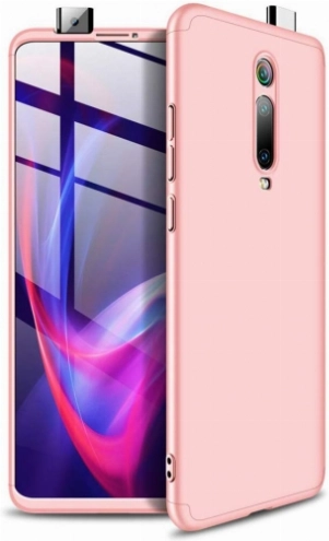 Xiaomi Mi 9T Kılıf 3 Parçalı 360 Tam Korumalı Rubber AYS Kapak  - Rose Gold