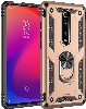 Xiaomi Mi 9T Kılıf Silikon Zırhlı Standlı Yüzüklü Mıknatıslı Tank Kapak - Rose Gold