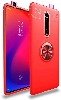 Xiaomi Mi 9T Pro Kılıf Renkli Silikon Yüzüklü Standlı Auto Focus Ravel Kapak - Kırmızı