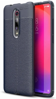 Xiaomi Mi 9T Pro Kılıf Deri Görünümlü Lüks Parmak İzi Bırakmaz Niss Silikon Kapak - Lacivert