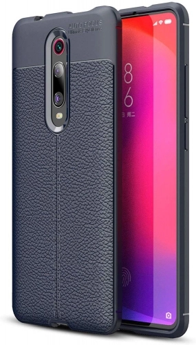 Xiaomi Mi 9T Pro Kılıf Deri Görünümlü Lüks Parmak İzi Bırakmaz Niss Silikon Kapak - Lacivert