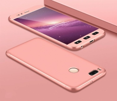 Xiaomi Mi A1 Kılıf 3 Parçalı 360 Tam Korumalı Rubber AYS Kapak  - Rose Gold