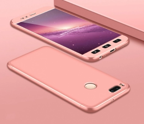 Xiaomi Mi A1 Kılıf 3 Parçalı 360 Tam Korumalı Rubber AYS Kapak  - Rose Gold