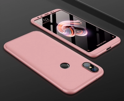 Xiaomi Mi A2 Kılıf 3 Parçalı 360 Tam Korumalı Rubber AYS Kapak  - Rose Gold