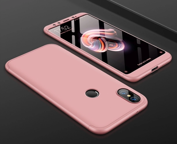 Xiaomi Mi A2 Kılıf 3 Parçalı 360 Tam Korumalı Rubber AYS Kapak  - Rose Gold