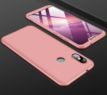 Xiaomi Mi A2 Lite Kılıf 3 Parçalı 360 Tam Korumalı Rubber AYS Kapak  - Rose Gold