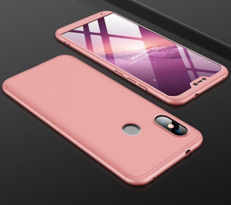 Xiaomi Mi A2 Lite Kılıf 3 Parçalı 360 Tam Korumalı Rubber AYS Kapak  - Rose Gold