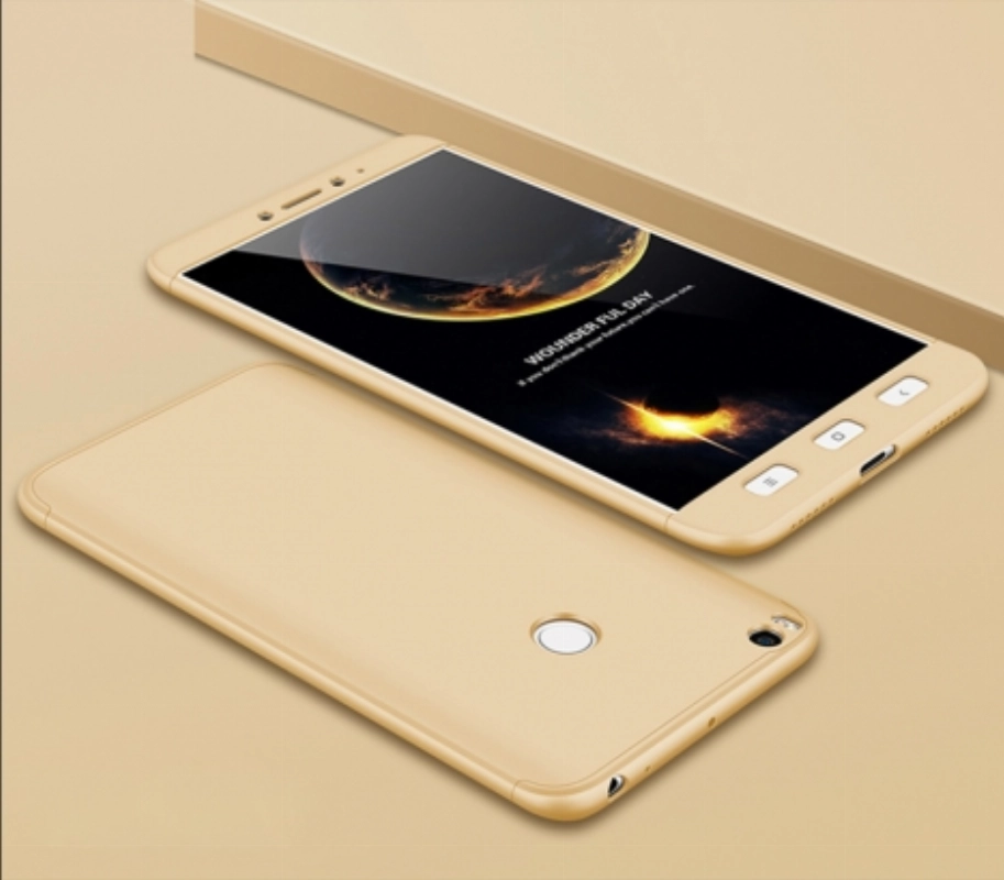 Xiaomi Mi Max 2 Kılıf 3 Parçalı 360 Tam Korumalı Rubber AYS Kapak  - Gold