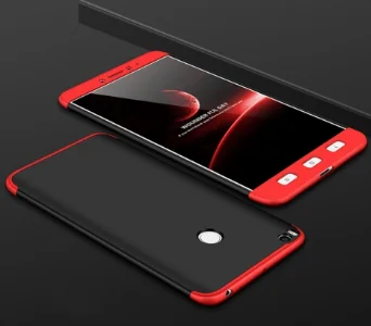 Xiaomi Mi Max 2 Kılıf 3 Parçalı 360 Tam Korumalı Rubber AYS Kapak  - Kırmızı - Siyah