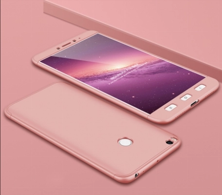 Xiaomi Mi Max 2 Kılıf 3 Parçalı 360 Tam Korumalı Rubber AYS Kapak  - Rose Gold