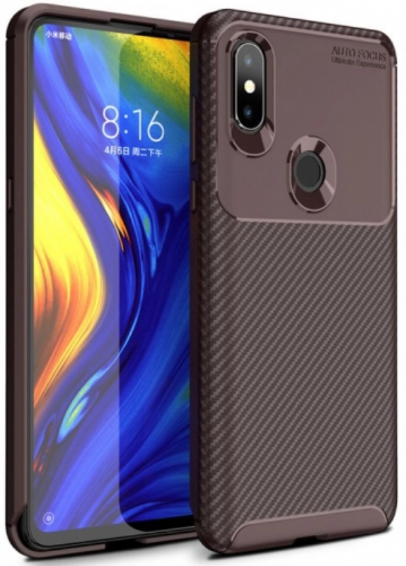 Xiaomi Mi Mix 3 Kılıf Silikon Parmak İzi Bırakmayan Karbon Soft Negro Kapak - Kahve