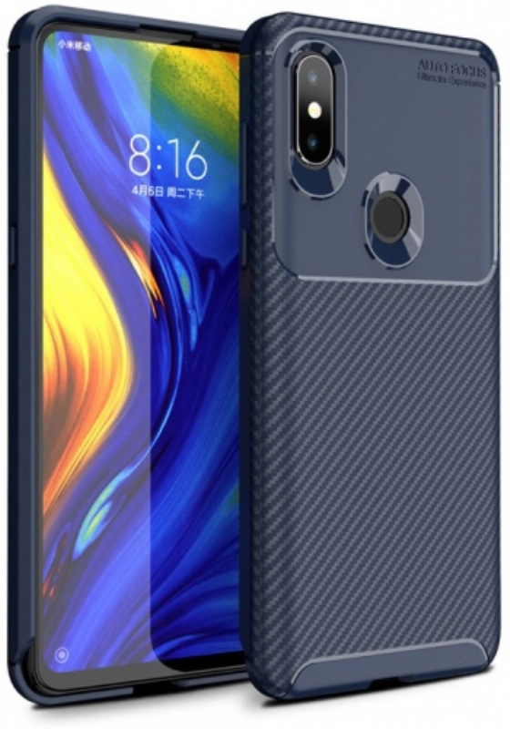 Xiaomi Mi Mix 3 Kılıf Silikon Parmak İzi Bırakmayan Karbon Soft Negro Kapak - Lacivert