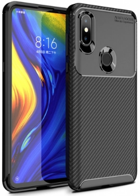 Xiaomi Mi Mix 3 Kılıf Silikon Parmak İzi Bırakmayan Karbon Soft Negro Kapak - Siyah