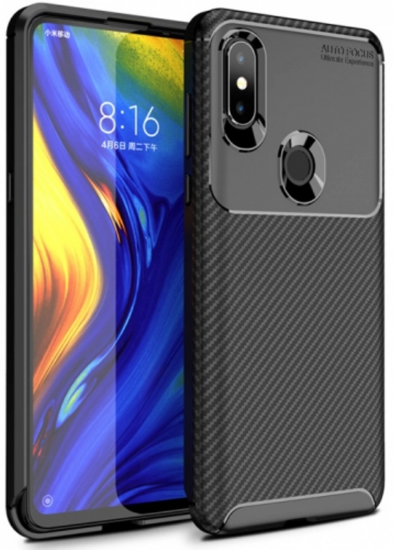 Xiaomi Mi Mix 3 Kılıf Silikon Parmak İzi Bırakmayan Karbon Soft Negro Kapak - Siyah