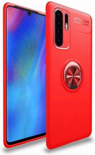 Xiaomi Mi Note 10 Kılıf Renkli Silikon Yüzüklü Standlı Auto Focus Ravel Kapak - Kırmızı