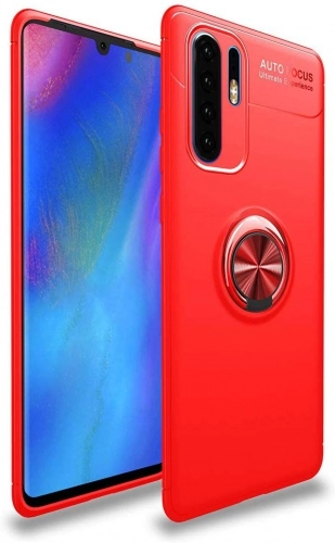 Xiaomi Mi Note 10 Kılıf Renkli Silikon Yüzüklü Standlı Auto Focus Ravel Kapak - Kırmızı