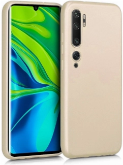 Xiaomi Mi Note 10 Kılıf İnce Soft Mat Renkli Esnek Silikon Kapak - Gold