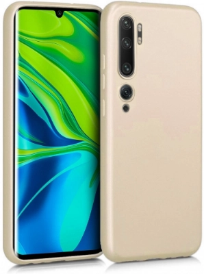 Xiaomi Mi Note 10 Kılıf İnce Soft Mat Renkli Esnek Silikon Kapak - Gold