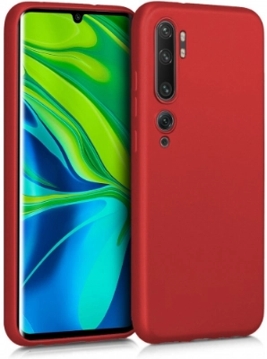 Xiaomi Mi Note 10 Kılıf İnce Soft Mat Renkli Esnek Silikon Kapak - Kırmızı