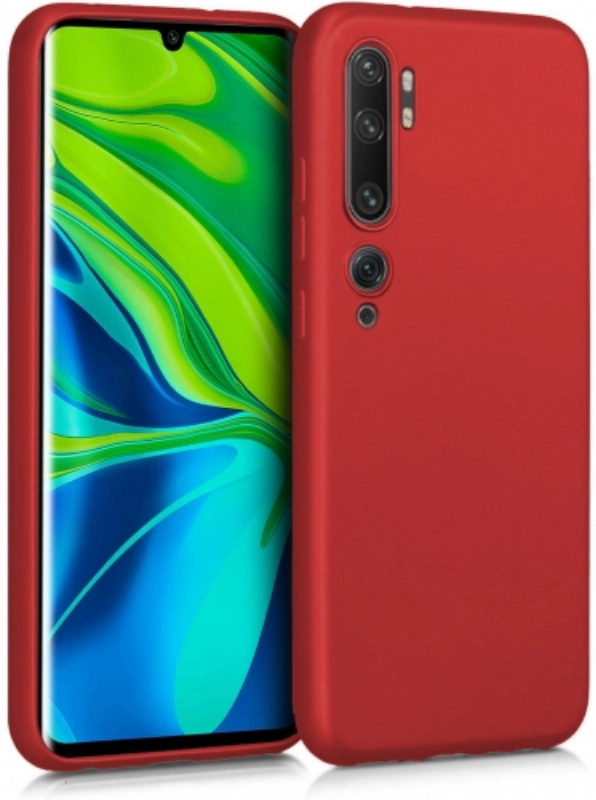 Xiaomi Mi Note 10 Kılıf İnce Soft Mat Renkli Esnek Silikon Kapak - Kırmızı