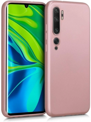 Xiaomi Mi Note 10 Kılıf İnce Soft Mat Renkli Esnek Silikon Kapak - Rose Gold