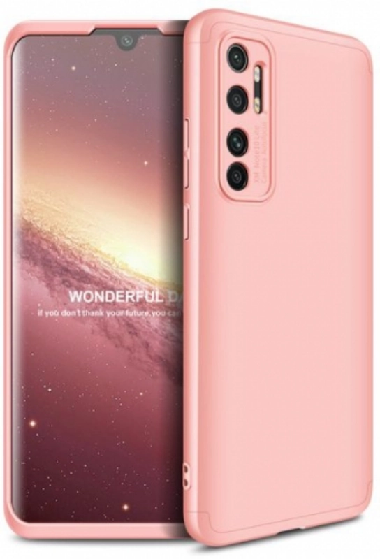 Xiaomi Mi Note 10 Lite Kılıf 3 Parçalı 360 Tam Korumalı Rubber AYS Kapak - Rose Gold