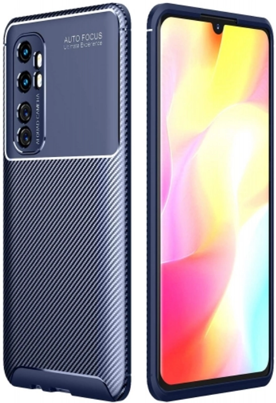 Xiaomi Mi Note 10 Lite Kılıf Silikon Parmak İzi Bırakmayan Karbon Soft Negro Kapak - Lacivert