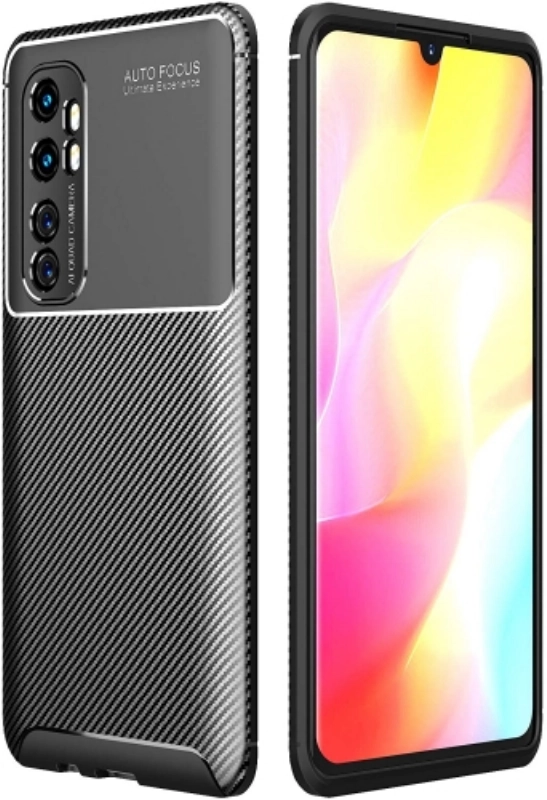 Xiaomi Mi Note 10 Lite Kılıf Silikon Parmak İzi Bırakmayan Karbon Soft Negro Kapak - Siyah