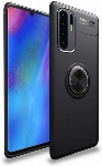 Xiaomi Mi Note 10 Pro Kılıf Renkli Silikon Yüzüklü Standlı Auto Focus Ravel Kapak - Siyah