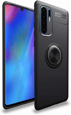 Xiaomi Mi Note 10 Pro Kılıf Renkli Silikon Yüzüklü Standlı Auto Focus Ravel Kapak - Siyah