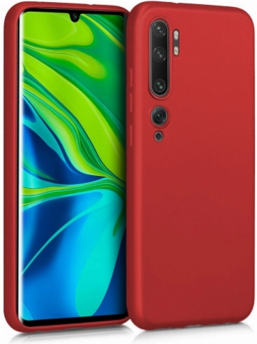 Xiaomi Mi Note 10 Pro Kılıf İnce Soft Mat Renkli Esnek Silikon Kapak - Kırmızı