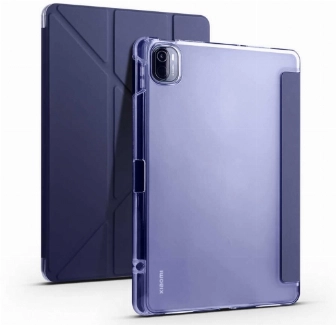 Xiaomi Mi Pad 5 Pro Tablet Kılıfı Standlı Tri Folding Kalemlikli Silikon Smart Cover - Lacivert