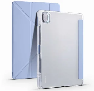 Xiaomi Mi Pad 5 Pro Tablet Kılıfı Standlı Tri Folding Kalemlikli Silikon Smart Cover - Mavi