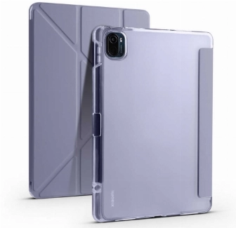 Xiaomi Mi Pad 5 Pro Tablet Kılıfı Standlı Tri Folding Kalemlikli Silikon Smart Cover - Mor