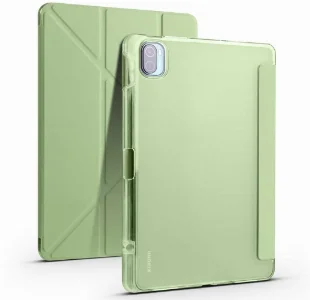 Xiaomi Mi Pad 5 Pro Tablet Kılıfı Standlı Tri Folding Kalemlikli Silikon Smart Cover - Yeşil