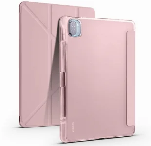 Xiaomi Mi Pad 5 Tablet Kılıfı Standlı Tri Folding Kalemlikli Silikon Smart Cover - Pembe