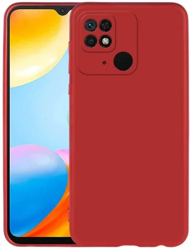 Xiaomi Poco C40 Kılıf İnce Mat Esnek Silikon - Kırmızı