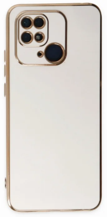 Xiaomi Poco C40 Kılıf Silikon Esnek Parlak Kamera Korumalı Volet Kapak - Beyaz