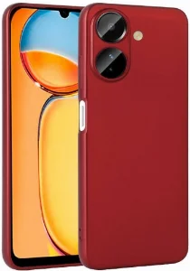 Xiaomi Poco C65 Kılıf İnce Mat Esnek Silikon - Kırmızı