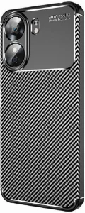 Xiaomi Poco C65 Kılıf Karbon Serisi Mat Fiber Silikon Negro Kapak - Siyah