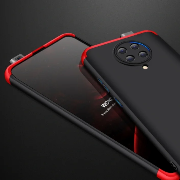 Xiaomi Poco F2 Pro Kılıf 3 Parçalı 360 Tam Korumalı Rubber AYS Kapak - Kırmızı Siyah