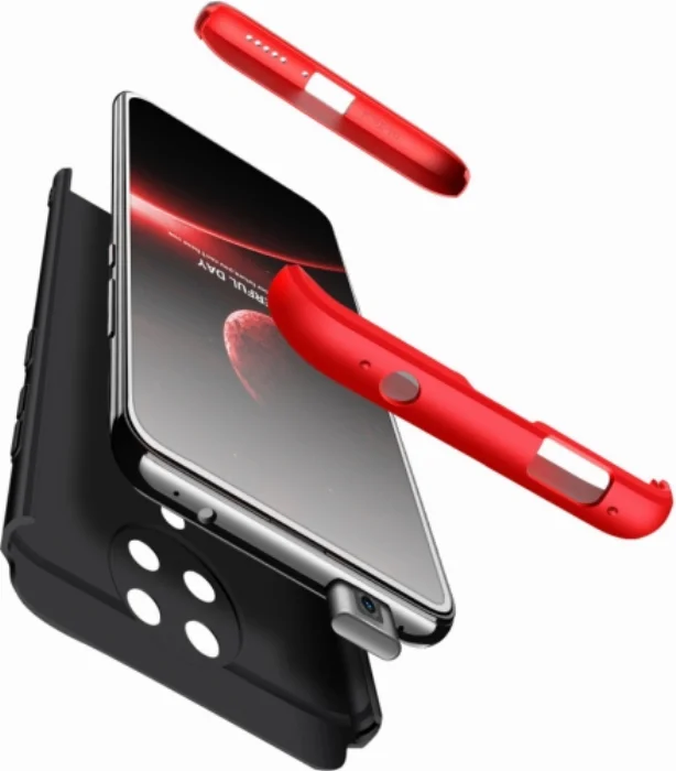 Xiaomi Poco F2 Pro Kılıf 3 Parçalı 360 Tam Korumalı Rubber AYS Kapak - Kırmızı Siyah